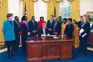 President Clinton signing an Environmental Justice Executive Order in 1994 the executive order